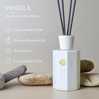 Reed Diffuser Set, 6.7 oz Vanilla Scented Reed Diffusers for Home with Sticks, Home Fragrance Oil Scent Diffuser for Bathroom, Decor & Gift