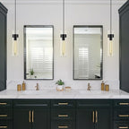 Modern Glass Black Pendant Lights Kitchen Island, Adjustable Cord Pendant Light Fixtures,Kitchen Pendant Lighting Over Island,Indoor Chandeliers for Bedroom Bathroom, Included Bulb