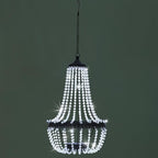 Hanging Solar Chandelier Outdoor, 30 Cool White Lights Acrylic Clear Beaded Chandelier with S Hooks Modern Lantern for Garden Yard Patio Gazebo Decorations, 28”H