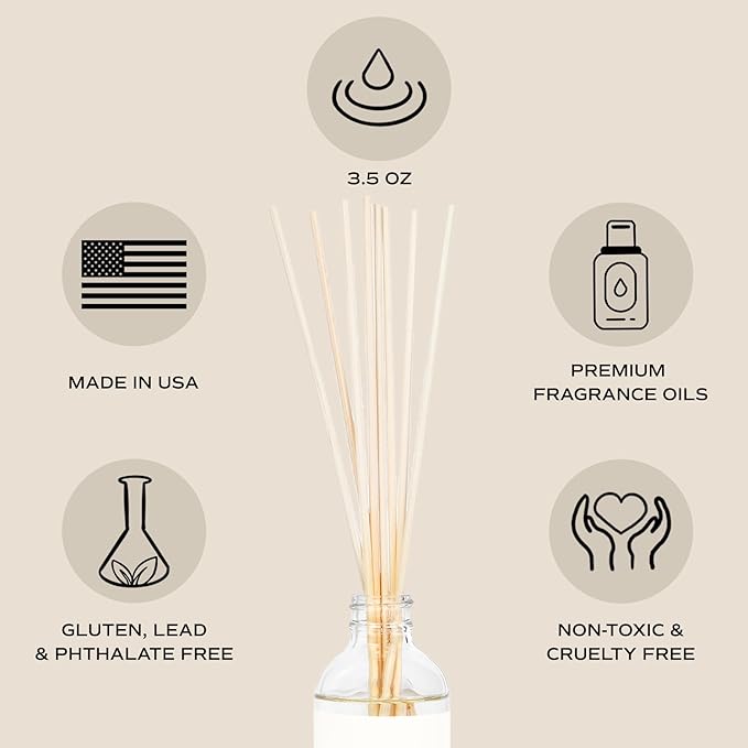 Sweet Water Decor Reed Diffusers for Home - Reed Diffuser for Bathroom with Pink Peppercorn Scent - Reed Oil Diffuser Non Toxic & Cruelty Free Jasmine Bergamot & Rose Scented - Flower Shop 3.5oz