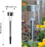 EcoGreen Outdoor Pathway Solar Light, 8pcs Pack,Garden Patio Balcony Walk Way Lights, Stainless Steel Leg, 5000K Daylight, IP65 Waterproof, 1.85 * 12.2in