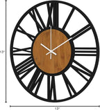 1st owned Wall Clocks for Living Room Decor,13" Vintage,Round Silent Non Ticking,Black Metal,Modern Wood Clocks for Home Bedroom,Kitchen,Garden,Office,Cafe,Modern Wall Decoration -Roman Numerals