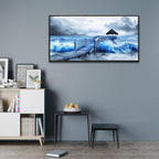 ZUITINGHUA Large Black Framed Wall Decor For Living Room Canvas Wall Art For Office Modern Wall Decorations For Bedroom Ocean Landscape Painting Black And White Pictures Artwork Home Decor 24x48 In
