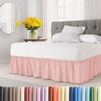 Wrap Around Dust Ruffle Bed Skirt - Baby Pink - King Size Beds w/ 12 Inch Drop - Easy Fit Elastic Strap - Adjustable Pleated Bedskirt w/Brushed Fabric - Wrinkle Free - Women, Men, Kids & Teens