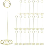 20 Pack 8.86 Inch Tall Table Number Holders Gold, Place Card Holder Gold Table Number Stands Wire Photo Holders Picture Name Menu Clips Memo Notes Cards Stand for Wedding Restaurants Birthday
