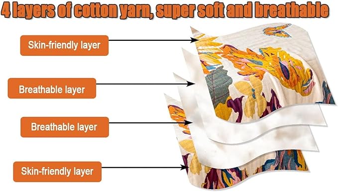 MSGKV Boho Throw Blanket for Couch and Sofa Cotton Cover for Living Room Floral Throw Cozy Blankets (D-Flower and Butterfly, 50" x 60"(Throw))