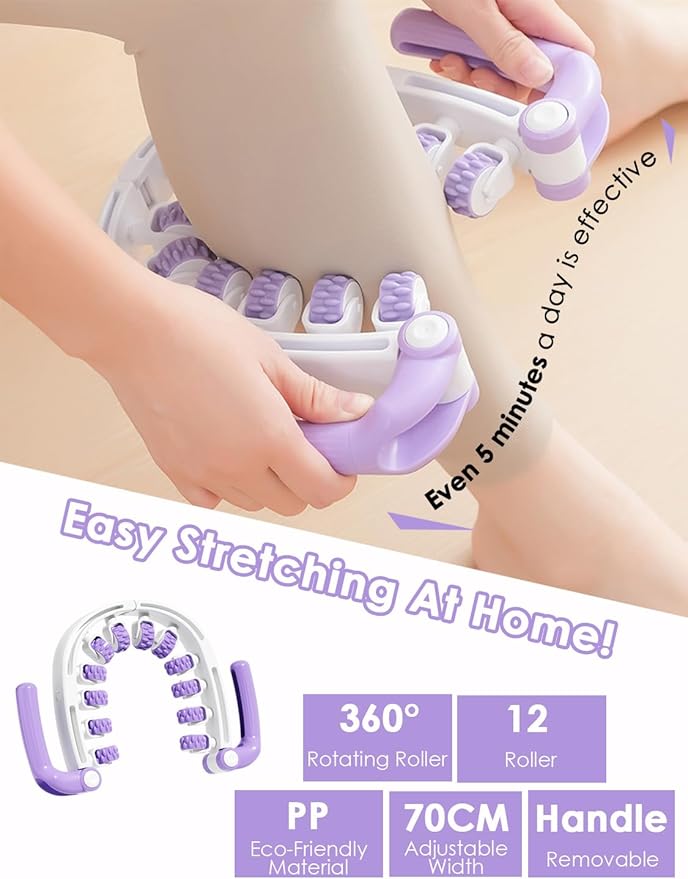 Anti Cellulite Massager Roller w/Detachable Roller Handles for Whole Body, Leg, Lumbar, Shoulder, Back, Arm Massage Stretch Roller Swelling Release Stress Relief Yoga Goods Dieting Equipment