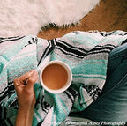 Del Mex Classic Mexican Blanket, Large Authentic Woven Falsa Throw (70"x50"), Artisan Southwest Décor for Beach, Yoga, Outdoors (Mint/Gray)