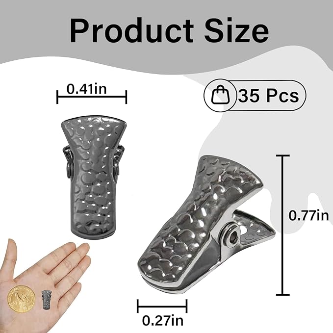 35 Pack Mini Metal Alligator Clips for Crafts Non-Slip Silicone-Coated Retro DIY Badge Small Spring Clips (Black)