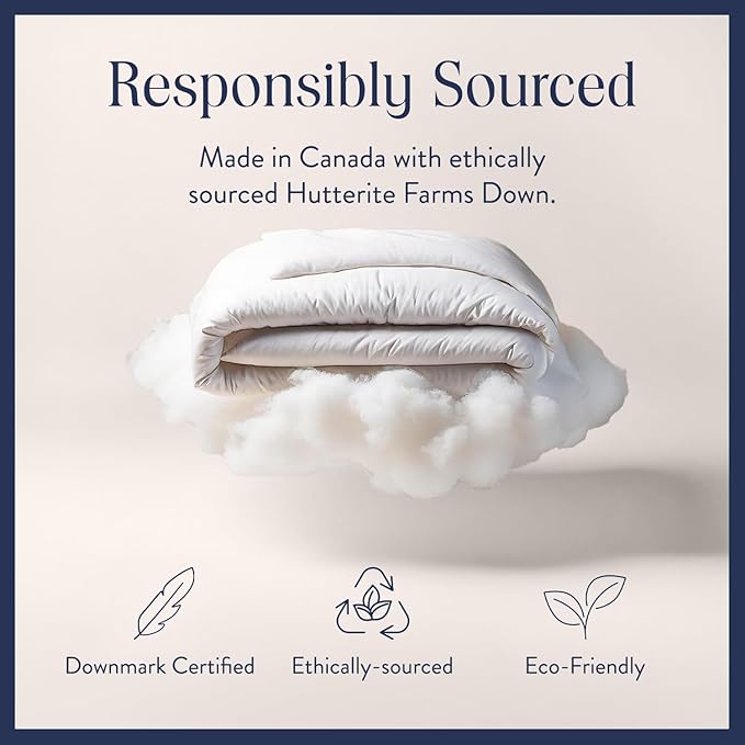 Brooklinen Ultra Warm Luxury Down Comforter, 100% Natural Canadian Duck Down Duvet Insert - 750 Fill Power, Baffle Box Construction, 100% Cotton Shell, Full/Queen Size Comforter