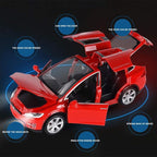 Toy Car Model X, Pull Back Car Toys Alloy Vehicles with Lights and Sound 1:32 Scale Model Car (Red)