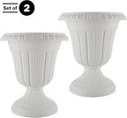 Pure Garden Outdoor Planter 2-Pack - 16x18-Inch Urn Planters - Plastic Plant Pots for Indoor, Outdoor, or Front Porch Decor - Flower Pots (White)