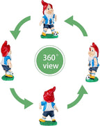 Outdoor Gnome Sculpture Soccer Garden Gnome Statue, 9.8 x 5.1 x 3.5 inches, Red Hat with Blue Jersey The for Football Enthusiasts