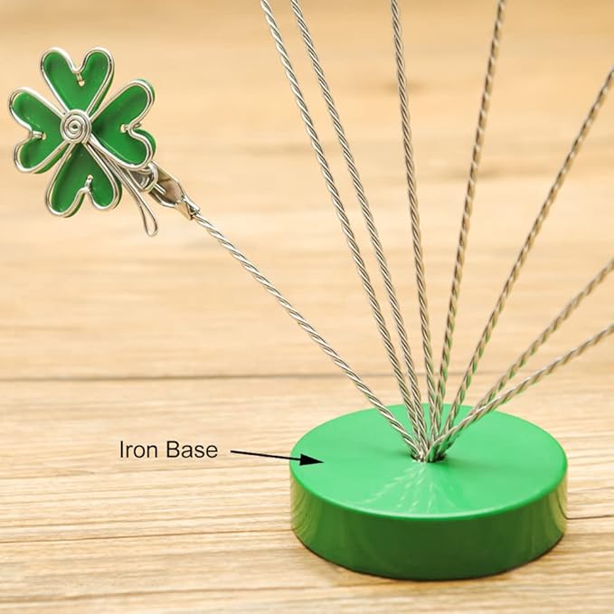 8-Branch Family Tree Picture Frame Holder, Card Photo Clips Holder Desk Stand for Memo Paper Note Photo Christmas Wedding Card Display (Green Clover)