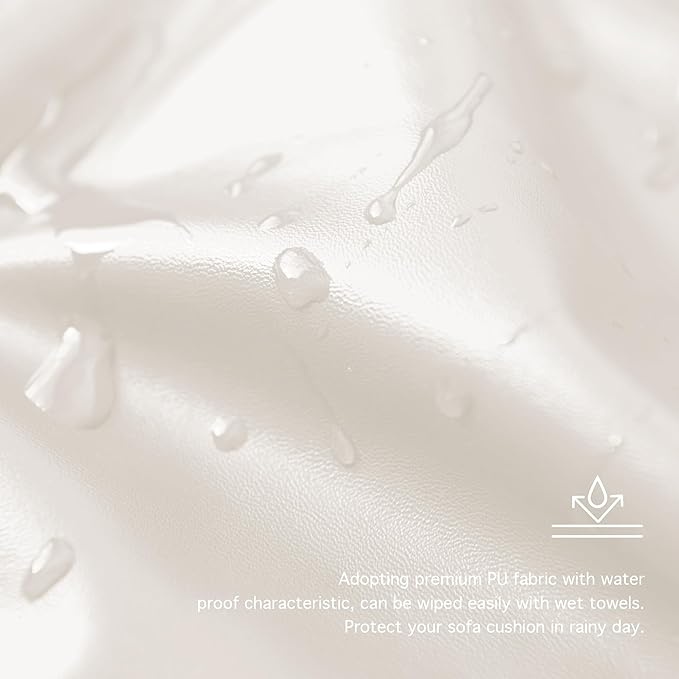 Yates Home PU Leather Couch Sofa Cushion Slipcover Water-Proof Elastic Chair RV Seat Covers Loveseat Sofa Furniture Protector Slip Cover for Seater Replacement Living Room（3 Pieces, Beige）