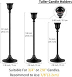 Metal Candle Holders for Candlesticks Taper Candlestick Holders Set Vintage Decorative Centerpiece Candelabra Tall Candle Stands for Halloween Thanksgiving Christmas (Matt Black, 1 Set (3 pcs))