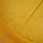 PF12: Round Shaped Goat Leather Handmade Eco-Friendly Mustard Pouf - 18" x 18" x 18", Plain Solid, Recycled Foam with Fibre Fill Stuffed Seating Pouf