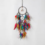 Pretty Jolly Colourful Feather Dream Catchers Wall Decor with Chakras Tree of Life Crystal Stone Ornament Handmade Dreamcatchers for Adult Boys Girls Bedroom Dorm Party Birthday Blessing Gift-5Rings