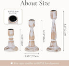 Wooden Taper Candle Holders: Wood Candlestick Holders Rustic Farmhouse Fall Decor for Living Room Dinning Table Centerpiece Christmas Set of 3