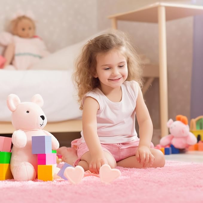 Pink Fluffy Rugs for Bedroom Girls: Area Rug 6x9 Pink Fuzzy Rug for Kids Room - Furry Rug Living Room Bedroom Decor