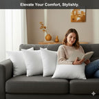 Throw Pillow Inserts, Set of 4 Lightweight Down Alternative Polyester Pillow, Couch Cushion, Sham Stuffer, Machine Washable. (White, 18x18)