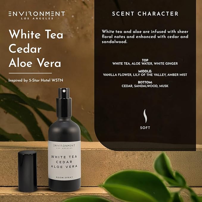ENVIRONMENT Inspired by 5-Star Hotels WSTN Room Spray, 100ml Air Freshener (White Tea | Cedar | Aloe Vera) Home Fragrance Accessories, Room Perfume, Room Deodorizer, Vegan & Cruelty-Free