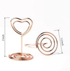 20pcs Mini Place Card Holder, Table Number Holders, Table Card Holders, Table Number Stands, Wire Table Picture Photo Holder with Heart Shaped Menu Clips for Wedding Favors (Rose Gold)