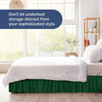 Wrap Around Dust Ruffle Bed Skirt - Emerald - for King Size Beds w/ 12 Inch Drop - Easy Fit Elastic Strap - Adjustable Pleated Bedskirt w/Brushed Fabric - Wrinkle Free - for Women, Men, Kids & Teens