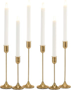 Candlestick Holders, Taper Candle Holders Set of 6, Vintage Gold Candle Sticks Holder Decor for Table Centerpiece, Fireplace Mantel, Weddings & Housewarming Décor with Gift Box
