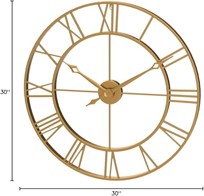 CLXEAST 30 Inch Wall Clock,Large Champagne Gold Metal Roman Numeral Wall Clock, Modern Wall Clocks for Living Room Decor,House Warming Gifts New Home