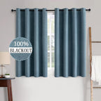 MIULEE Linen Texture Curtains for Bedroom Solid 100% Blackout Thermal Insulated Dusty Blue Curtains Grommet Room Darkening Drapes Luxury Decor for Living Room Nursery 52x54 Inch (2 Panels)