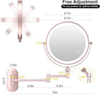 9" Wall Mounted Lighted Makeup Mirror,4000mAh Rechargeable Double Sided 1X/10X Magnifying Mirror with Light,3 Color Lights,Touch Dimmable,Extended Arm 360 Rotation Wall Mounted Makeup Mirror