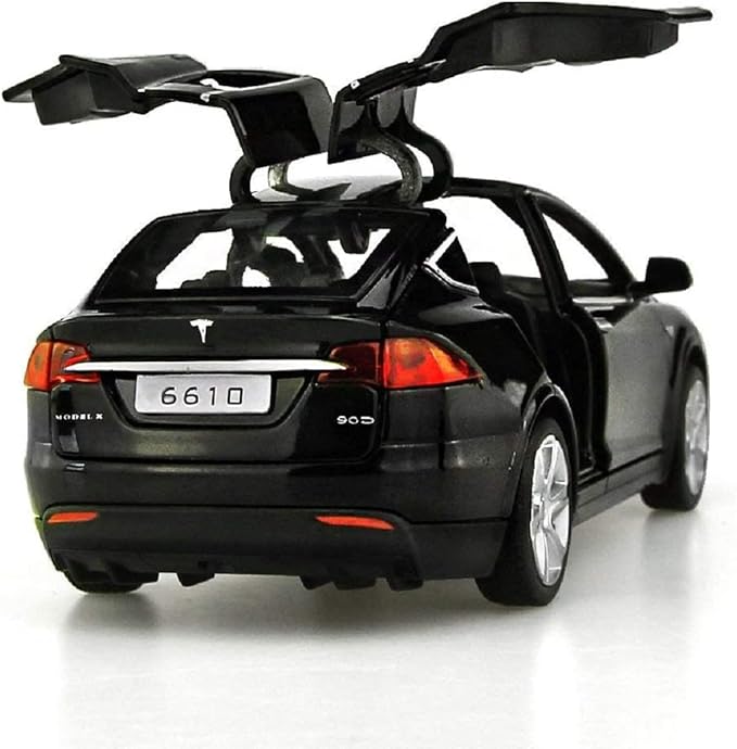 Toy Car Model X, Pull Back Car Toys Alloy Vehicles with Lights and Sound 1:32 Scale Model Car (Black)
