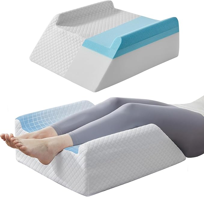 Leg Elevation Pillow for Blood Circulation After Surgery, Memory Foam Knee Wedge Pillow for for Swelling, Back Pain, Foot Injury, Rest