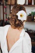 IPOPU 43.3" White Poppy Flowers Artificial Flowers 6pcs Fake Silk Poppies Long Stem Artificial Flowers for Tall Vase for Wedding Party Home Decor(Wihte)