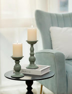 Sziqiqi Retro Iron Candle Holder Vintage Pillar Candles Holders for Table Centerpiece Wedding Birthday Candlelight Dinner Decorative Light Home Décor 2pcs