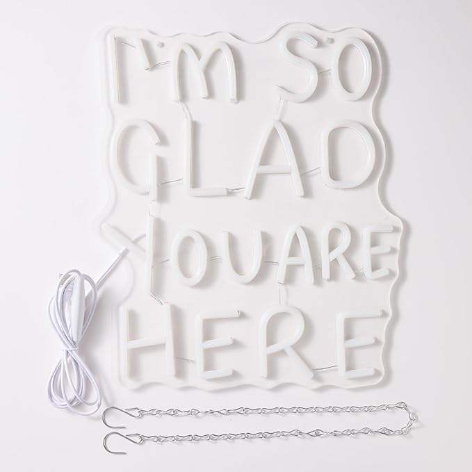 LED I'm So Glad You Are Here Neon Sign Dimmable LED Neon Light for Wall Decor Classroom USB Powered Multicolored Light Up Sign School wedding Kid Room Party