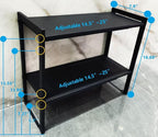 2 Tier Expandable Cabinet Shelf Organizer 14.5-25" L Kitchen Counter Shelf Rack Stand Sink Riser Countertop Storage Black (Normal 7.9”D)