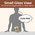 ComSaf 6pcs Mini Glass Cylinder Vases 3.9 Inch Tall, Small Vase for Flowers, Short Ribbed Vases for Centerpieces, Clear Hurricane Glass Candle Holders for Table Party Home Decor