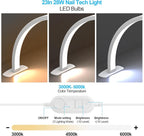 Foldable Large Half Moon LED Light,22" Arch Light for Table Nail Desk with Phone Stand, Upgrade Arch Light for Nail Techs with Wire Controller for Manicure Tattoo Beauty (White, Small)