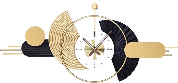 39x18 Inch Modern Decorative Wall Clock Battery Operated, Unique Silent Non-Ticking Large Clocks for Living Room, Kitchen, Bedroom, Office – Abstract Design Timepiece