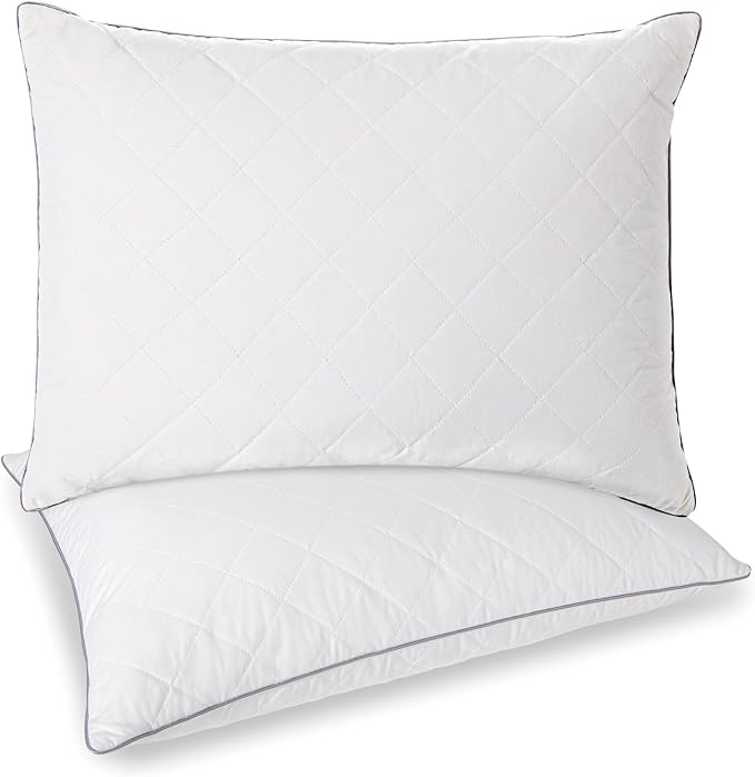 Airensky Goose Down Pillow, Bed Sleeping Hotel Collection Pillows Set of 2 King Size, 100% Organic Cotton Fabric, Breathable and Skin-Friendly for Back, Stomach or Side Sleepers (White, 20"x36")
