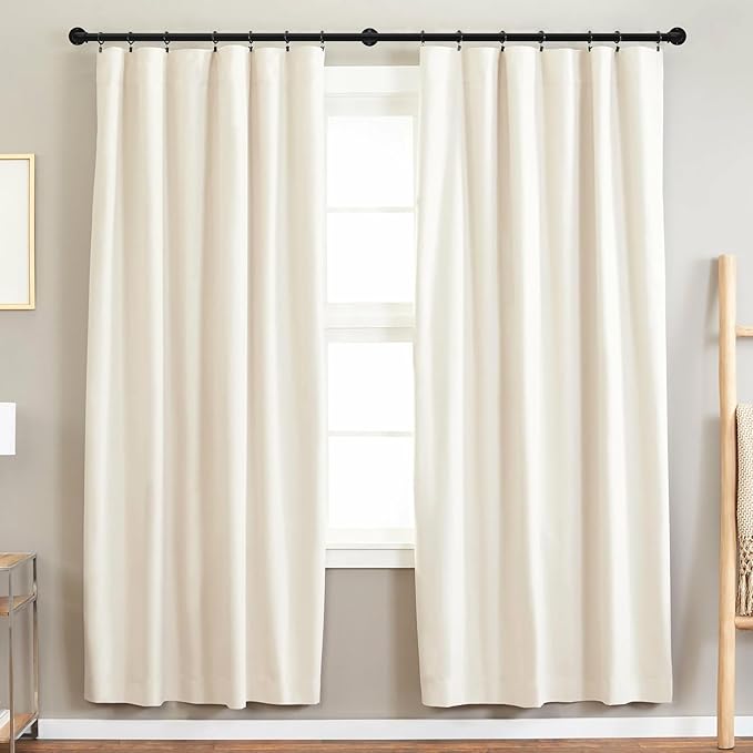 Black Curtain Rods 18 to 144 Inch, Industrial Curtain Rods,Adjustable Length,1 in Diameter Pipe,Wall or Ceiling Mounted,for Bedroom and Living Room(Black 18” to 144”)