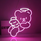 Bear Angel Neon Sign Led Neon Lights Neon Signs for Wall Decor Light Up Sign for Birthday Party Club Gift