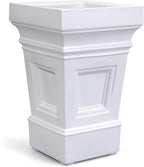 Step2 Atherton Square Planter, Large Planters for Outdoor Plants, Gardening and Flower Pot for Patio or Porch, Efficient Drainage, Durable Plastic, Classic White