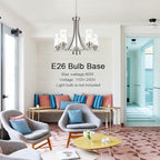 BONLICHT Traditional Chandelier Lighting 5 Light Brushed Nickel Modern Light Fixtures Hanging Pendant Lighting with Clear Glass Shade Classic Ceiling Lights for Kitchen Dining Room Living Room Island