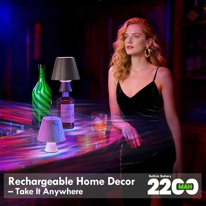 WILIT Wireless Bottle Lamp Shade, RGB Color Changing LED Night Light, Mood Lighting for Living Room, Bedroom Decor for Teen Girls Boys, Wine Bottle Lights, Gifts for Women, Bar Decor Accessories