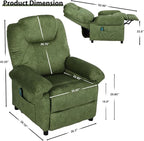 KCREAM Green Massage Recliner Chair, Small Recliners for Small Spaces, Overstuffed Recliners Living Room Chairs for Adults Fabric Manual Recliner Chairs with Heating Single Sofa Chair