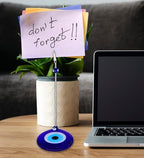 Evil Eye Base Clips Holder with Alligator Clip Clasp Note, Photo, Paper, Memo Holder Stand Charm Decorative Turkish - Greek - Jewish - Christian Christmas Handmade Ornament