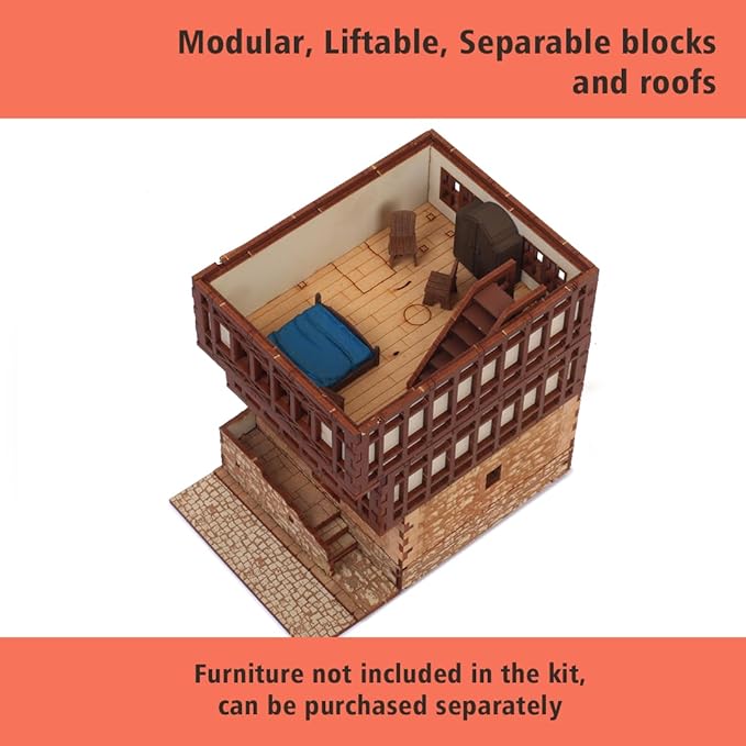Brick Rowhouse DIY Wooden Building Kit for Teens and Adults, Suitable for Playing with Family - Realistic